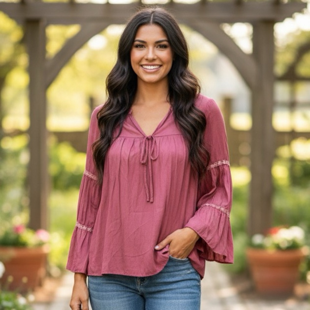 Hayden Maroon Boho Blouse-Small